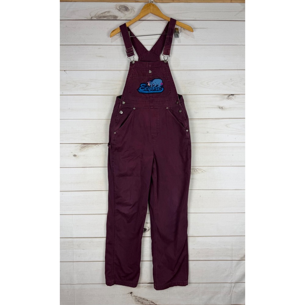 VTG Disney Overalls Womens XS Plum Eeyore Embroidered Cotton Carpenter Bibs